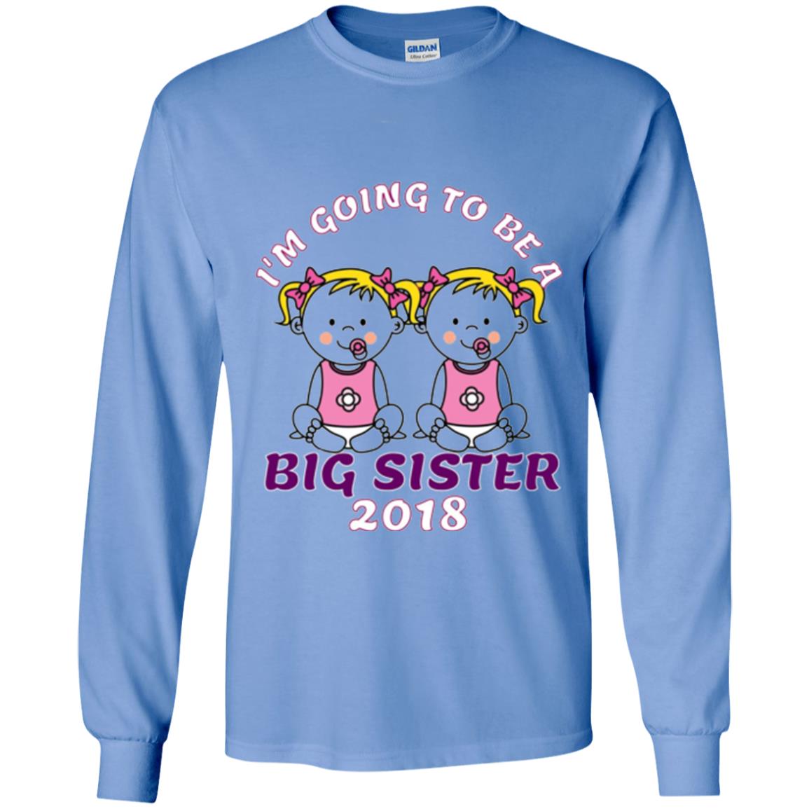 Family T-shirt I_m Going To Be A Big Sister Of Twins 2018 Carolina Blue