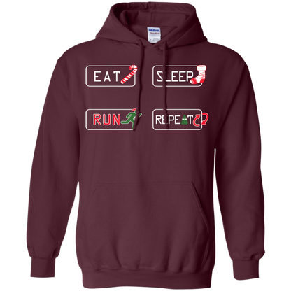Christmas T-Shirt Eat Sleep Run Repeat Maroon