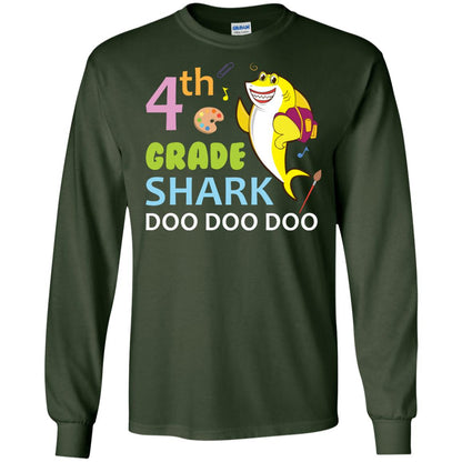 4th Grade Shark Doo Doo Doo Back To School T-shirt Forest Green