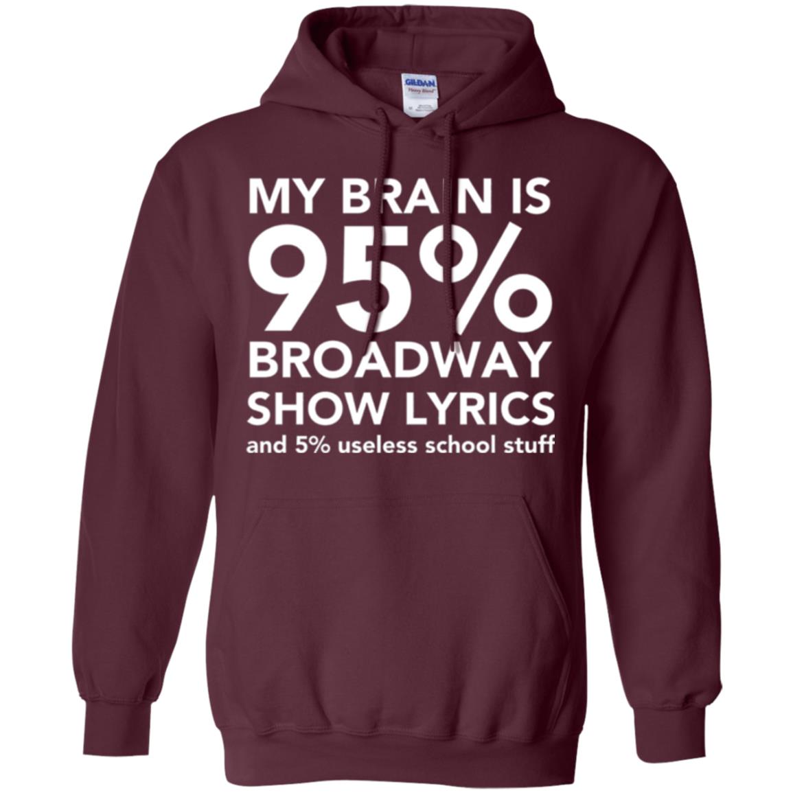 Musical T-shirt My Brain Is 95_ Broadway Show Lyrics And 5_ Useless School Stuff Maroon