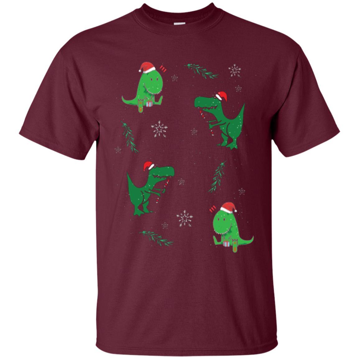 Funny Christmas T-shirt Merry Christmas Dinosaur Maroon