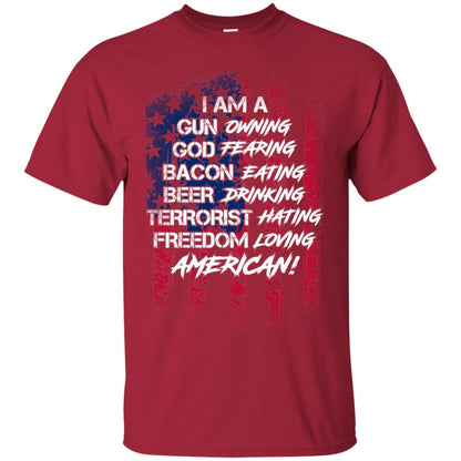 Military T-shirt I Am A Gun Owning God Fearing Bacon Eating Cardinal
