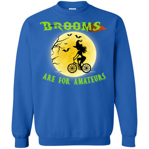 Brooms Are For Amateurs Witches Ride A Bicycle Funny Halloween ShirtG180 Gildan Crewneck Pullover Sweatshirt 8 oz.