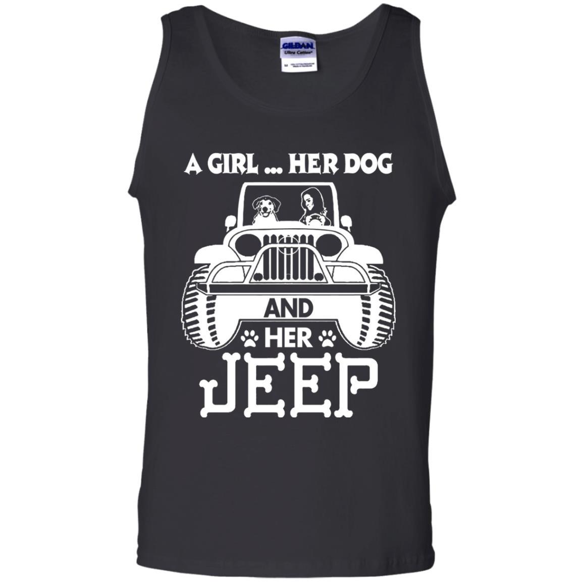 Dog Lover T-shirt A Girl Her Dog And Her Jeep Black