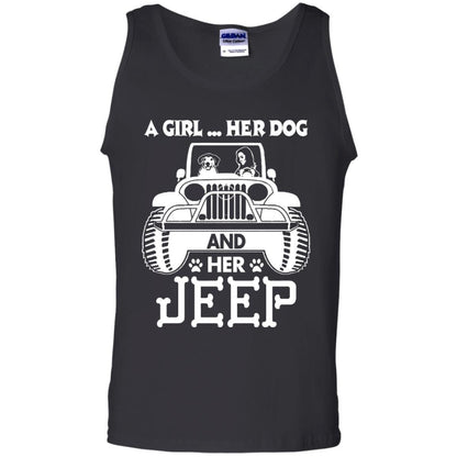 Dog Lover T-shirt A Girl Her Dog And Her Jeep Black