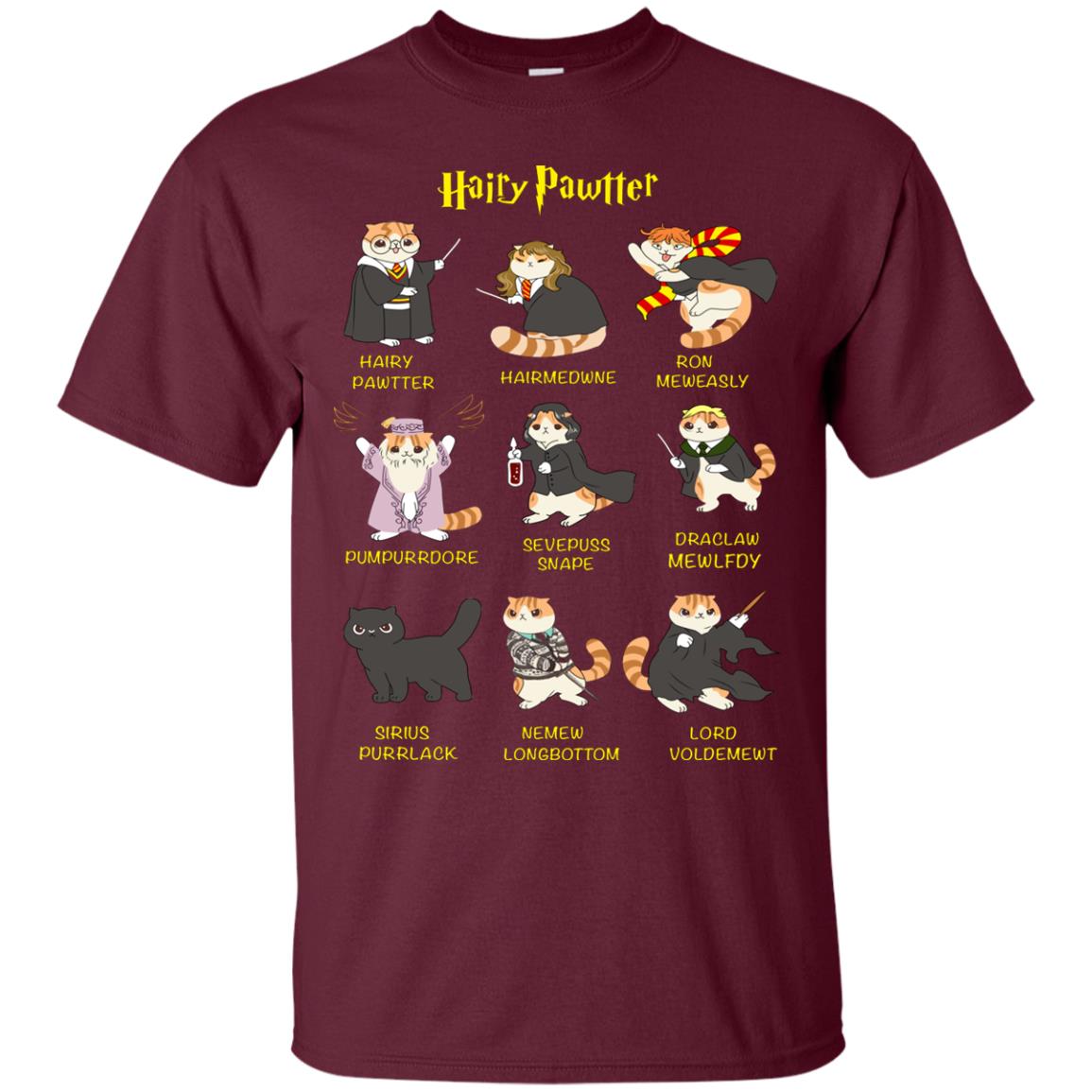 Hairy Pawtter Harry Potter Fan T-shirt Maroon