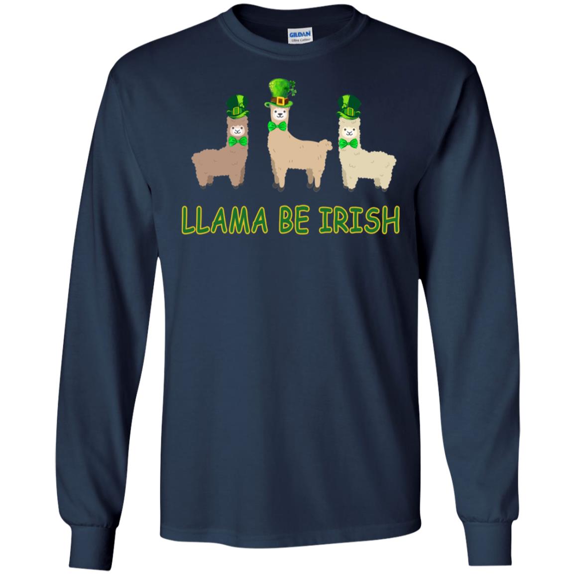 Llama Be Irish Ireland Gift Shirt Navy