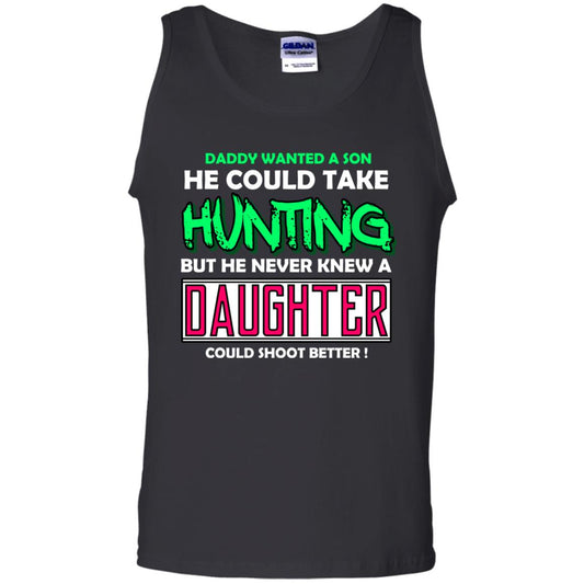 But He Never Knew A Daughter Could Shoot Better Daddy Shirt Black