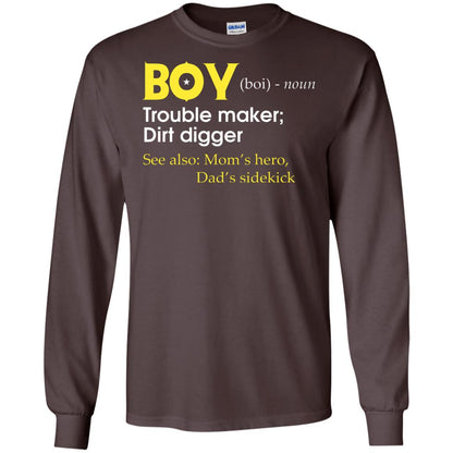 Boy Definition Trouble Maker Dirt Digger Shirt Dark Chocolate
