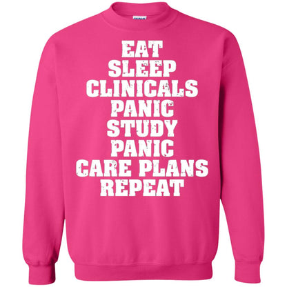 Funny Nursing Student T-shirt Eat Sleep Clinicals Panic Heliconia