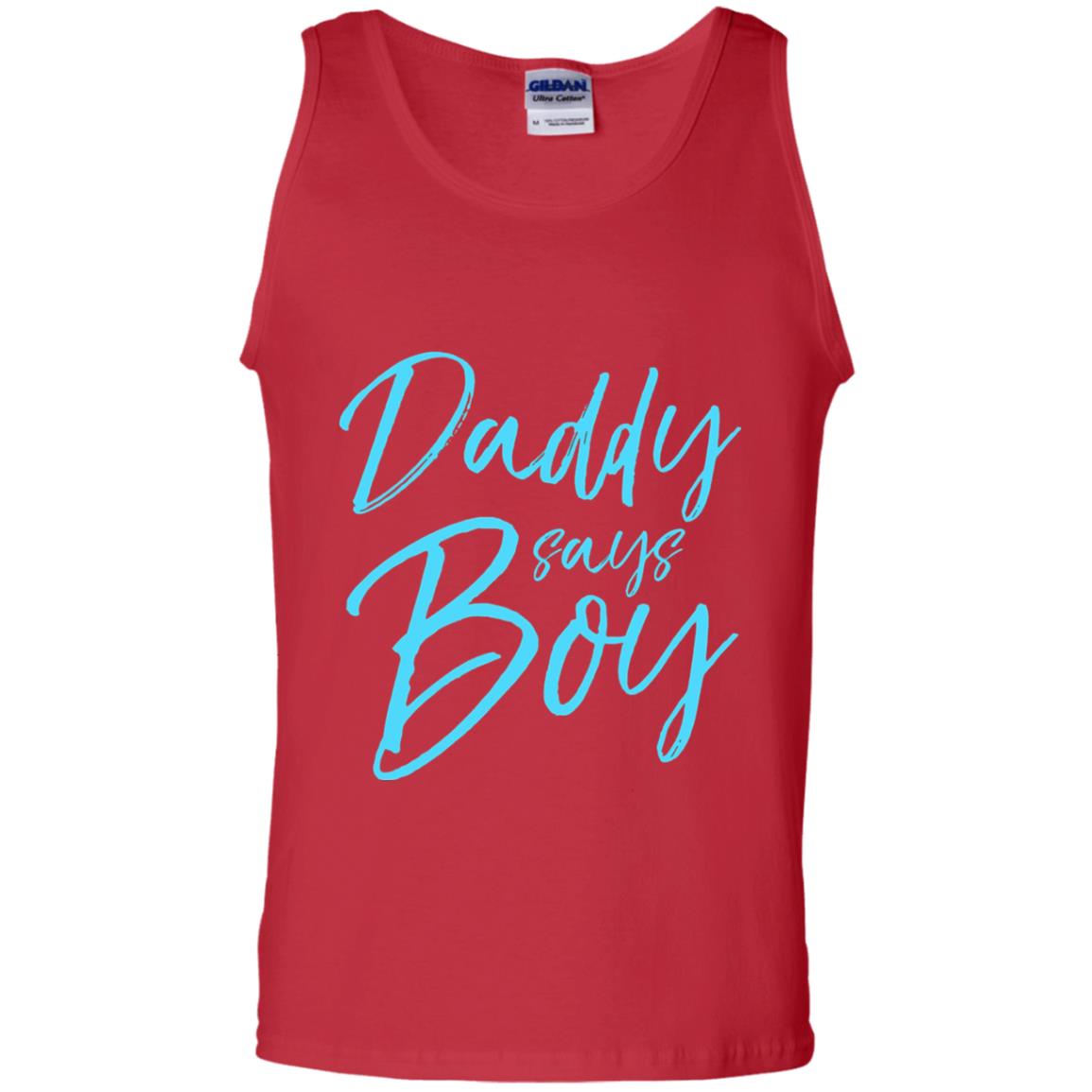 Daddy Says Boy Blue Gender Reveal Announcement Red