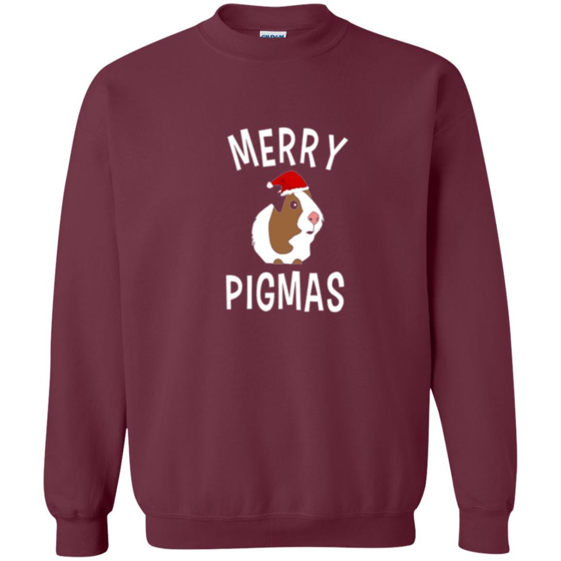 Guinea Pig Lover T-shirt Merry Christmas Pigmas Maroon