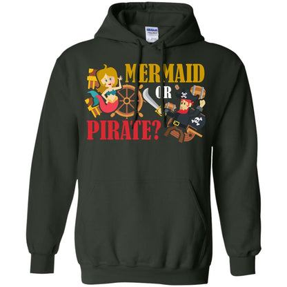 Mermaid Or Pirate Gift Shirt For Boys And Girls Forest Green