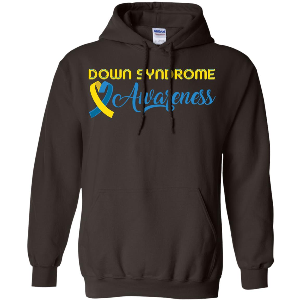 Yellow And Blue Ribbons Down Syndrome Awareness T-shirt Dark Chocolate