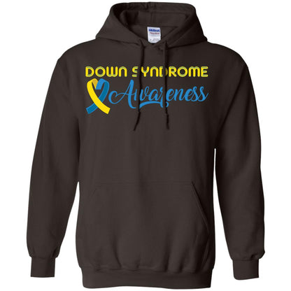 Yellow And Blue Ribbons Down Syndrome Awareness T-shirt Dark Chocolate