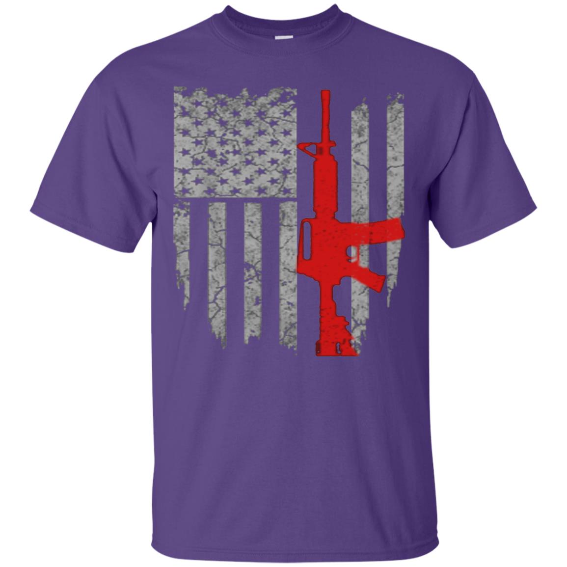 Hunting Lover T-shirt Gun Usa Flag Purple