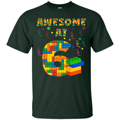 Awesome At 6 Age 6 Six Blocks Bricks Theme Shirt Forest