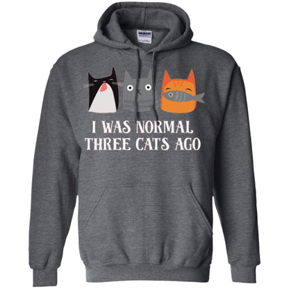 Cat Lovers T-shirt I Was Normal Three Cats Ago Funny Dark Heather