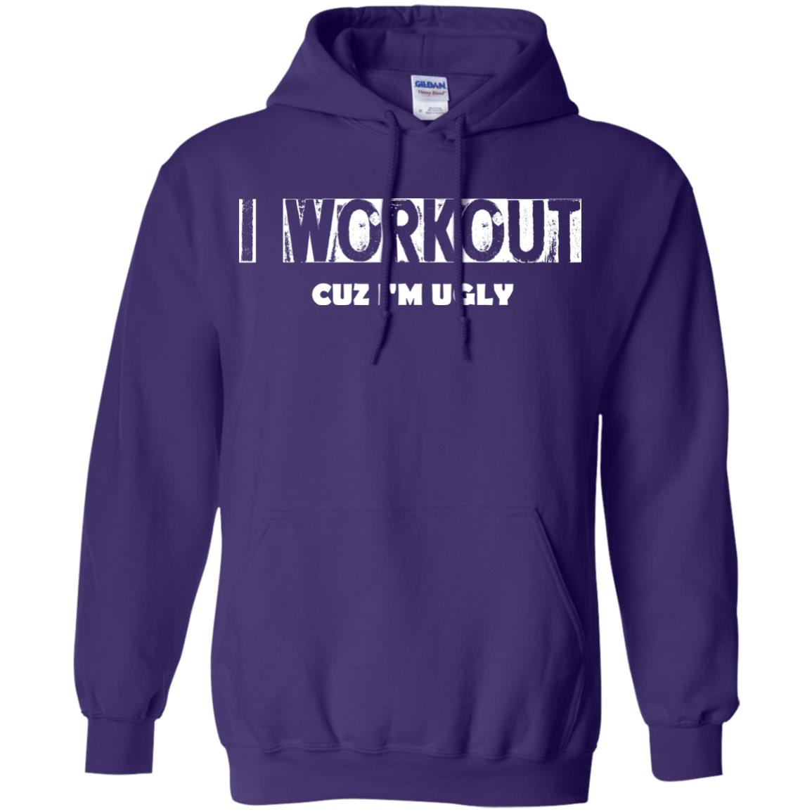 Gymer T-shirt I Workout Cuz I'm Ugly Purple
