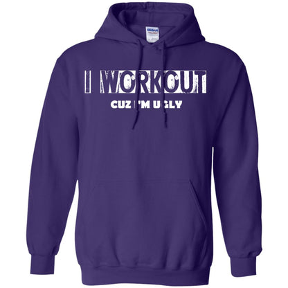Gymer T-shirt I Workout Cuz I'm Ugly Purple