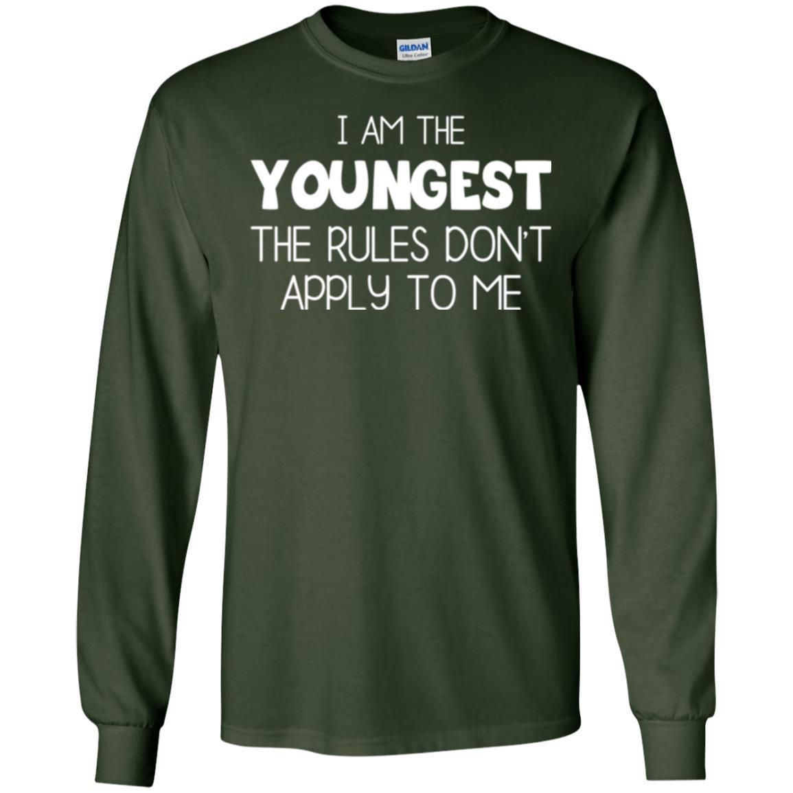 Family T-shirt I Am The Youngest The Rules Don't Apply To Me Forest Green