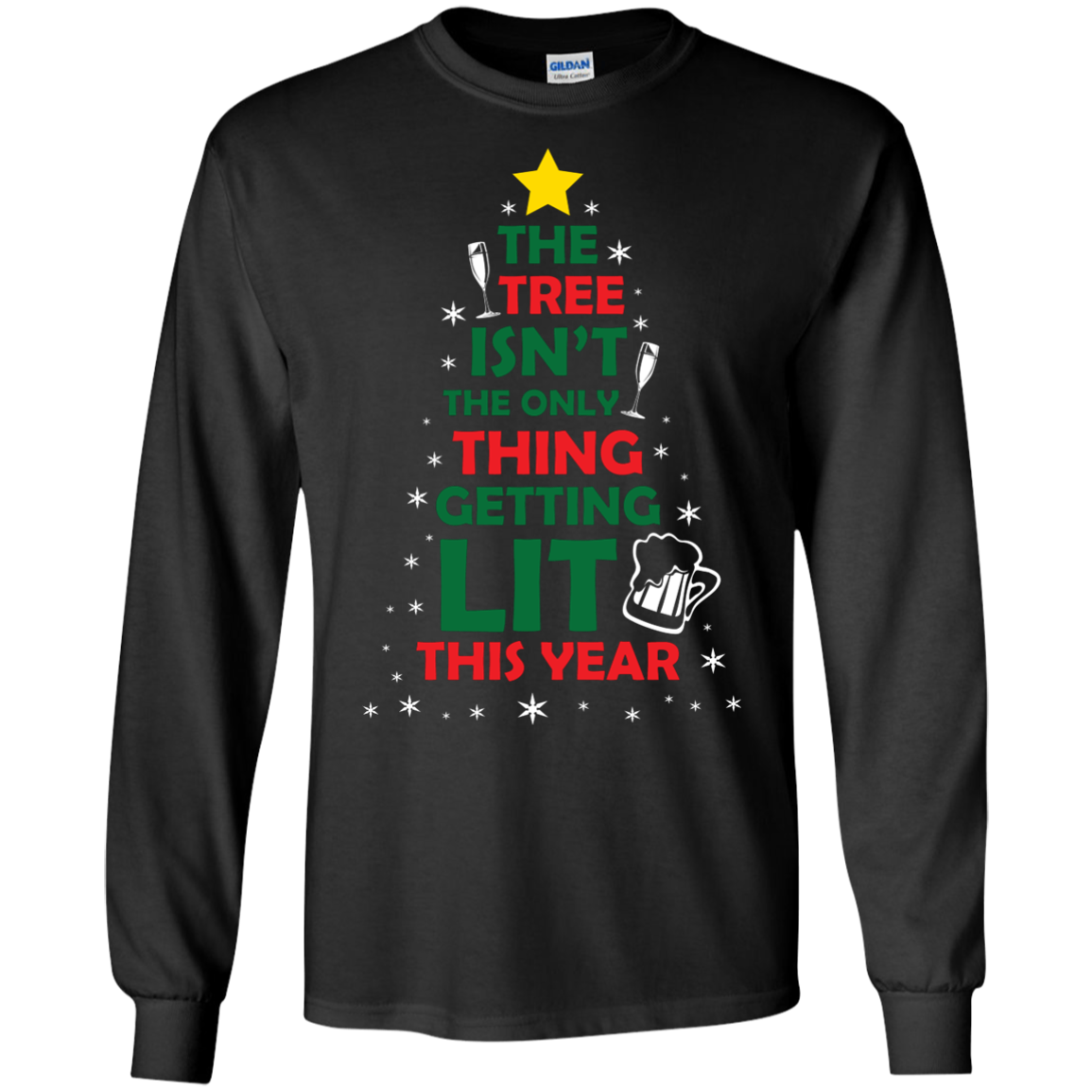 Christmas T-shirt The Tree Isn't The Only Thing Getting Lit This Year Black