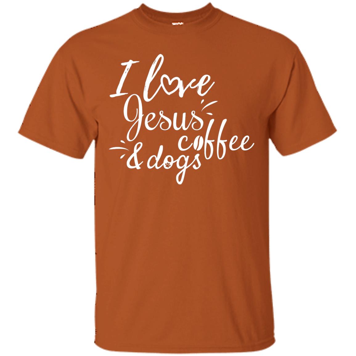 I Love Jesus Coffee And Dogs Christian T-shirt Texas Orange