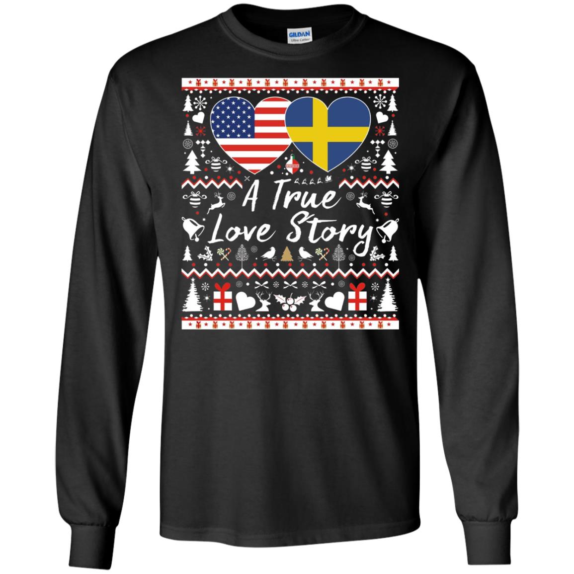Christmas T-shirt American Swedish A True Love Story Black