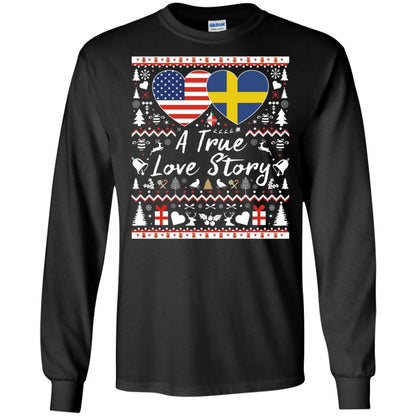 Christmas T-shirt American Swedish A True Love Story Black