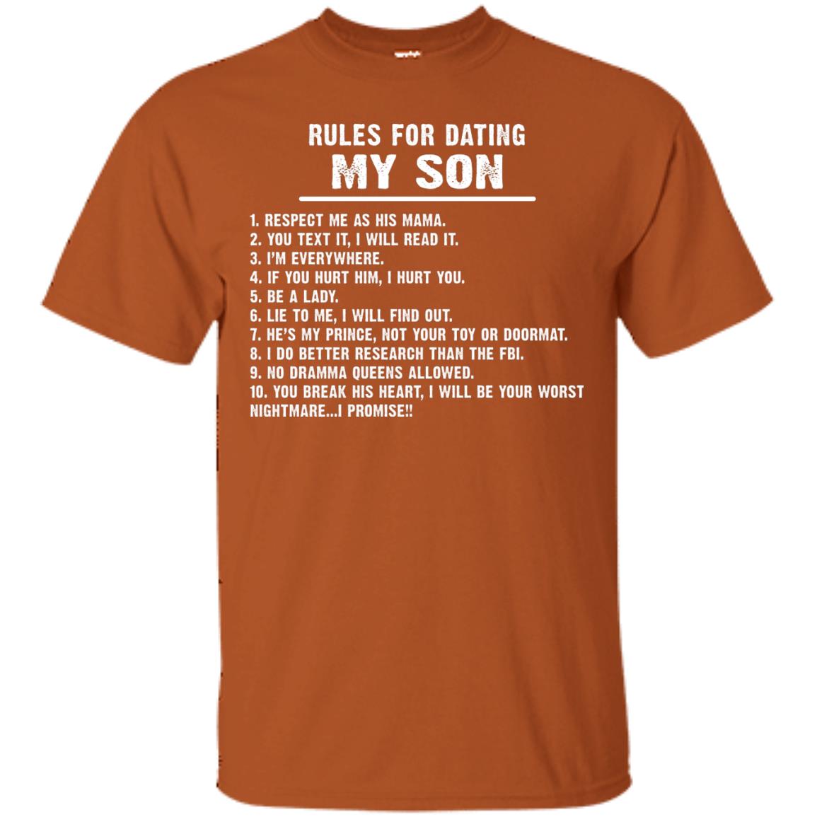 Rules For Dating My Son Daddy Shirt Texas Orange