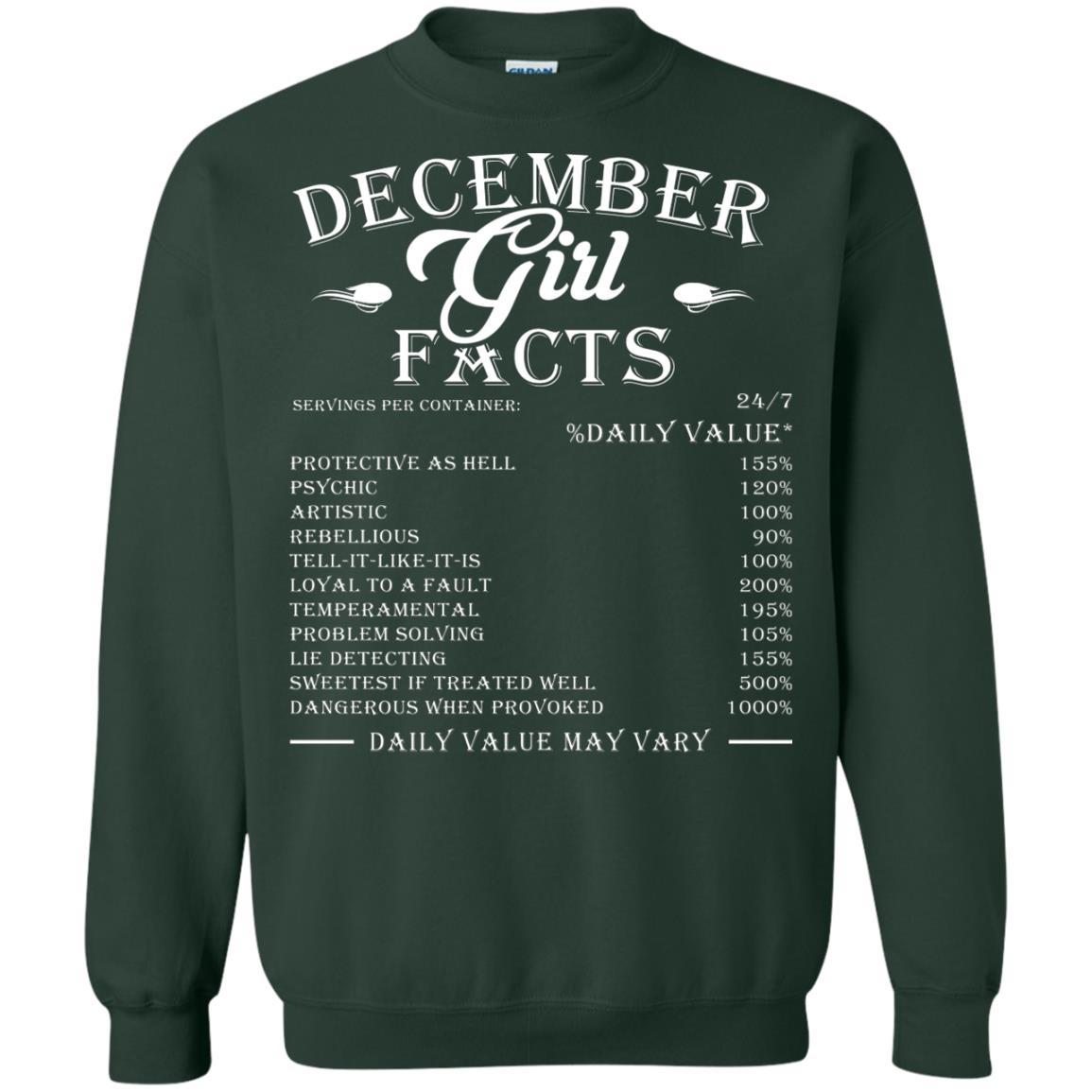 December Girl Facts T-shirt Forest Green