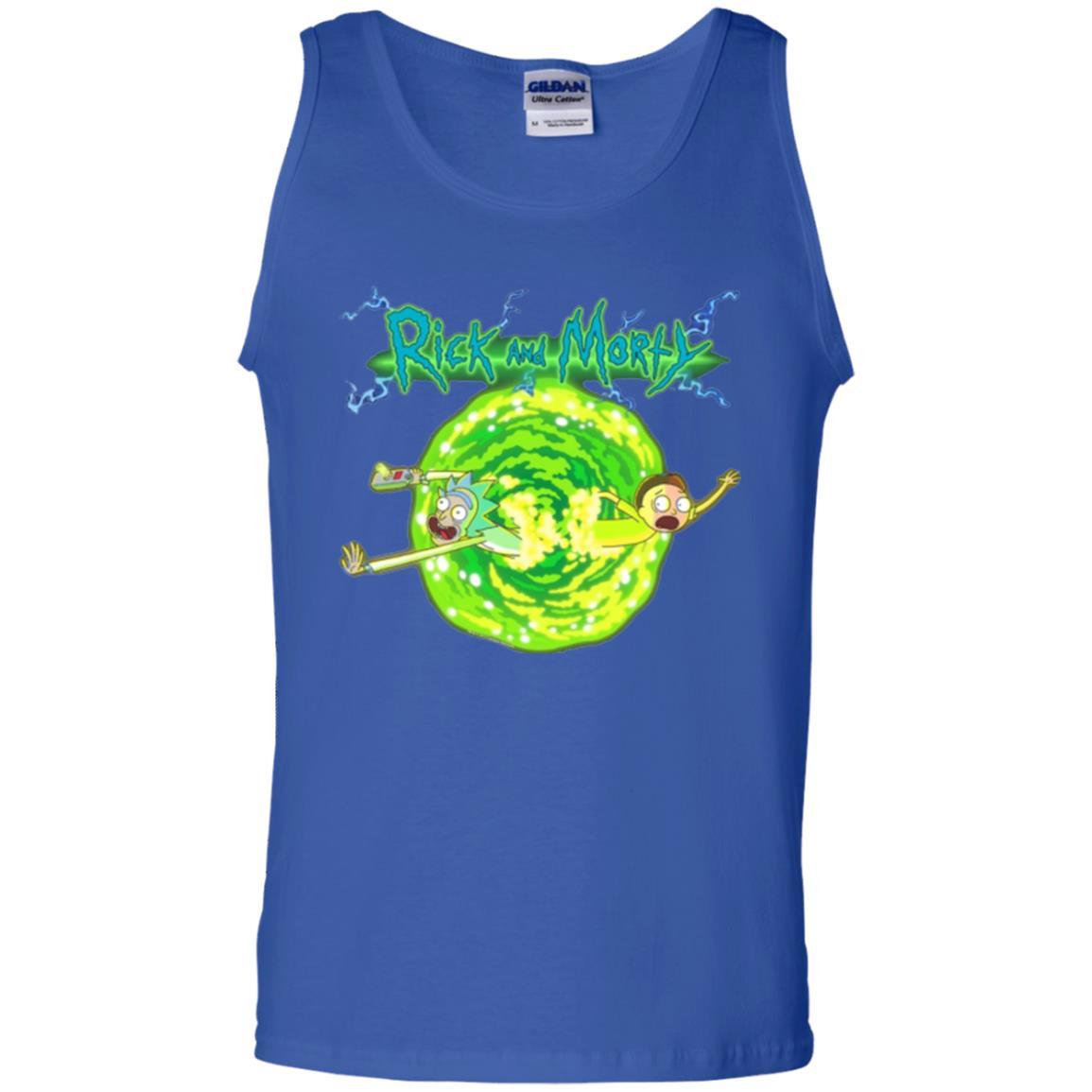 Rick Morty T-shirt Portal Glow Lightning Logo Royal