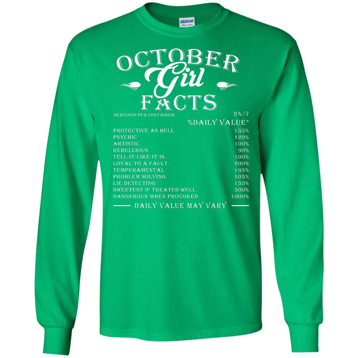 October Girl Facts Facts T-shirt Irish Green