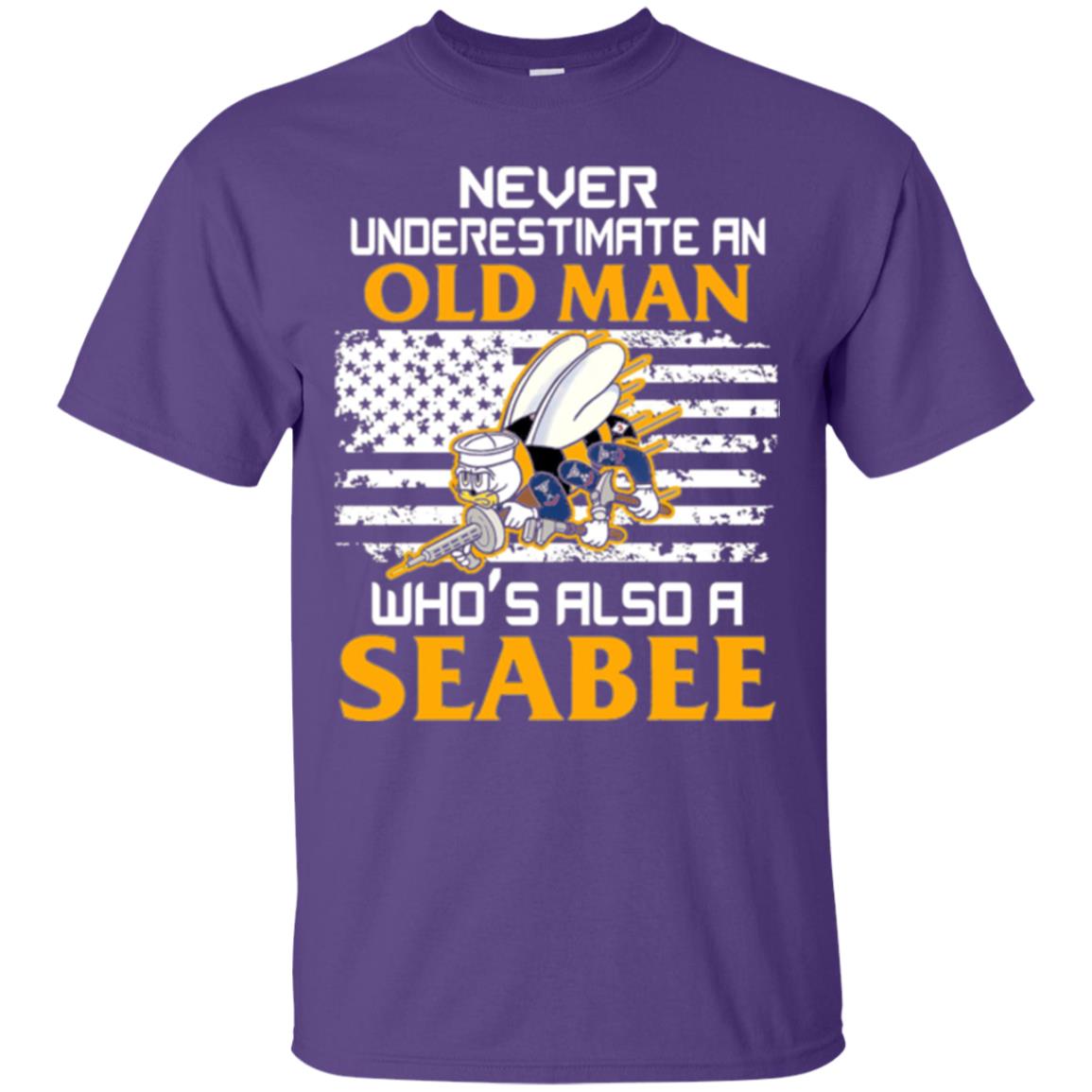 Navy Seabee Veteran T-shirt Never Underestimate An Old Man Purple