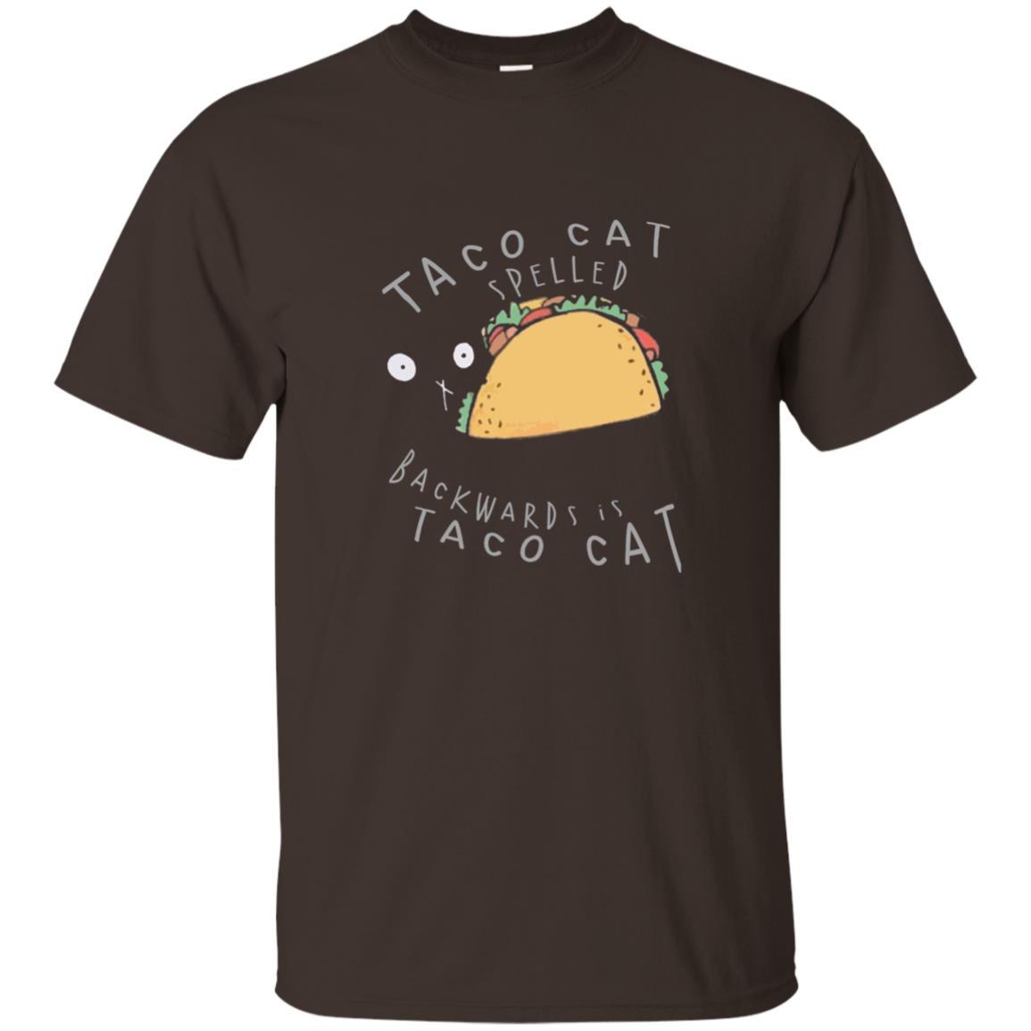 Cat Lovers T-shirt Taco Cat Spelled Backward Is Taco Cat Dark Chocolate