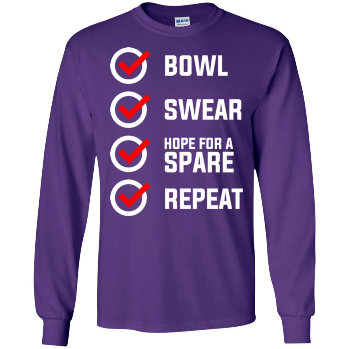 Bowling Lover T-shirt Bowl Swear Hope For A Spare Repeat Purple
