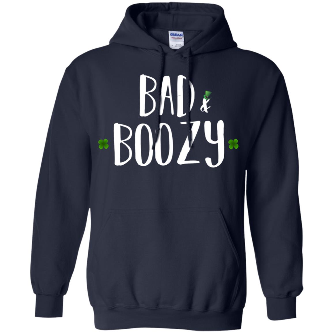 Bad And Boozy Funny Saint Patrick Day T-shirt Navy