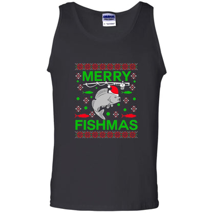 Christmas T-shirt Merry Fishmas Merry Christmas Fisherman Black