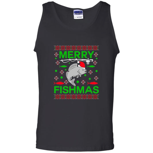 Christmas T-shirt Merry Fishmas Merry Christmas Fisherman Black