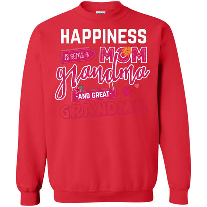 Happiness Is Being A Mom A Grandma And Great Grandma Shirt Red
