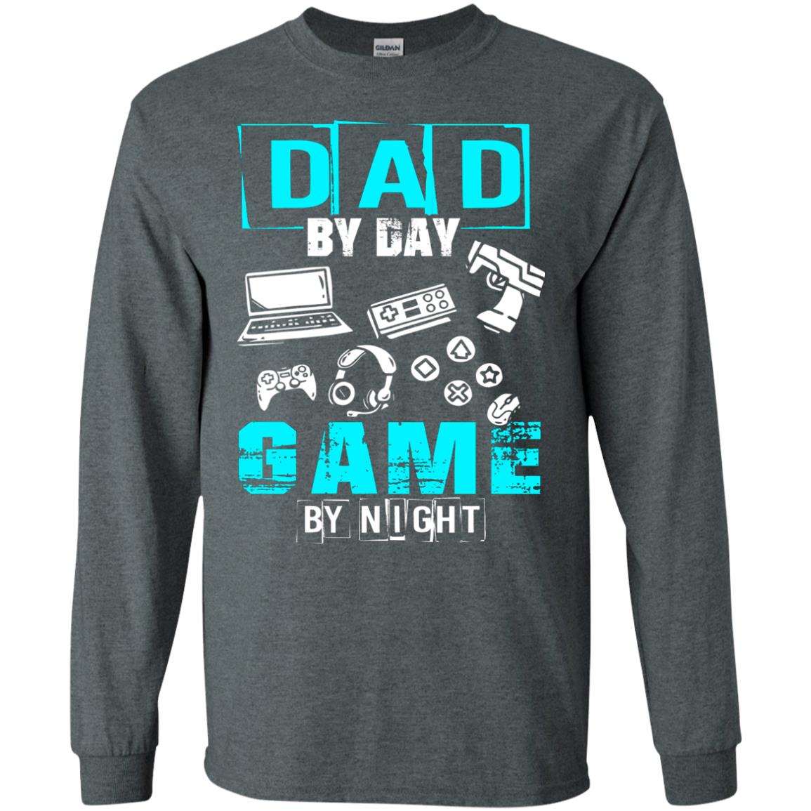 Dad By Day Gamer By Night Gamer T-shirt Dark Heather