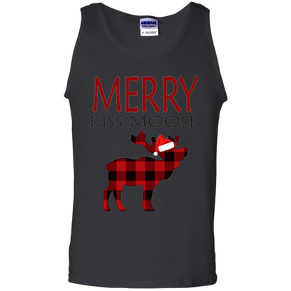 Christmas T-shirt Reindeer Plaid Moose Merry Kiss Moose Black
