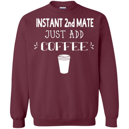 Coffee Lovers T-shirt Instant 2nd Mate Just Add Coffee Maroon