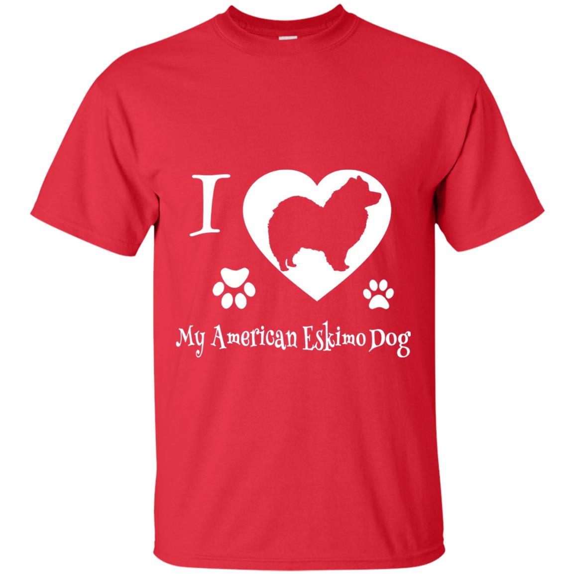 Dog Lover T-shirt I Love My American Eskimo Dog Red