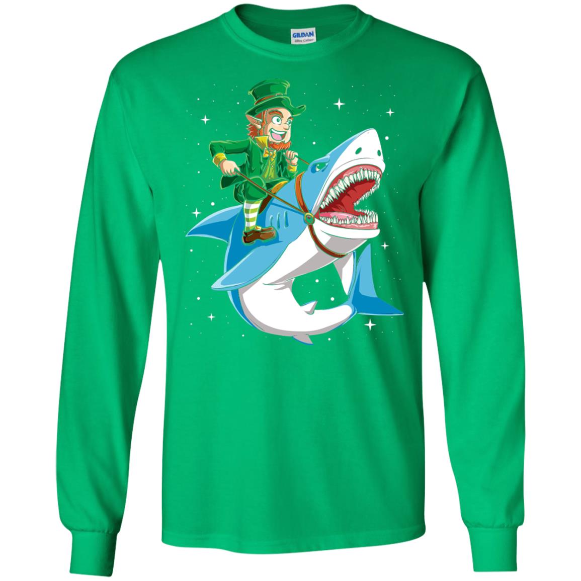 Leprechaun Riding Shark St Patricks Day T-shirt Irish Green