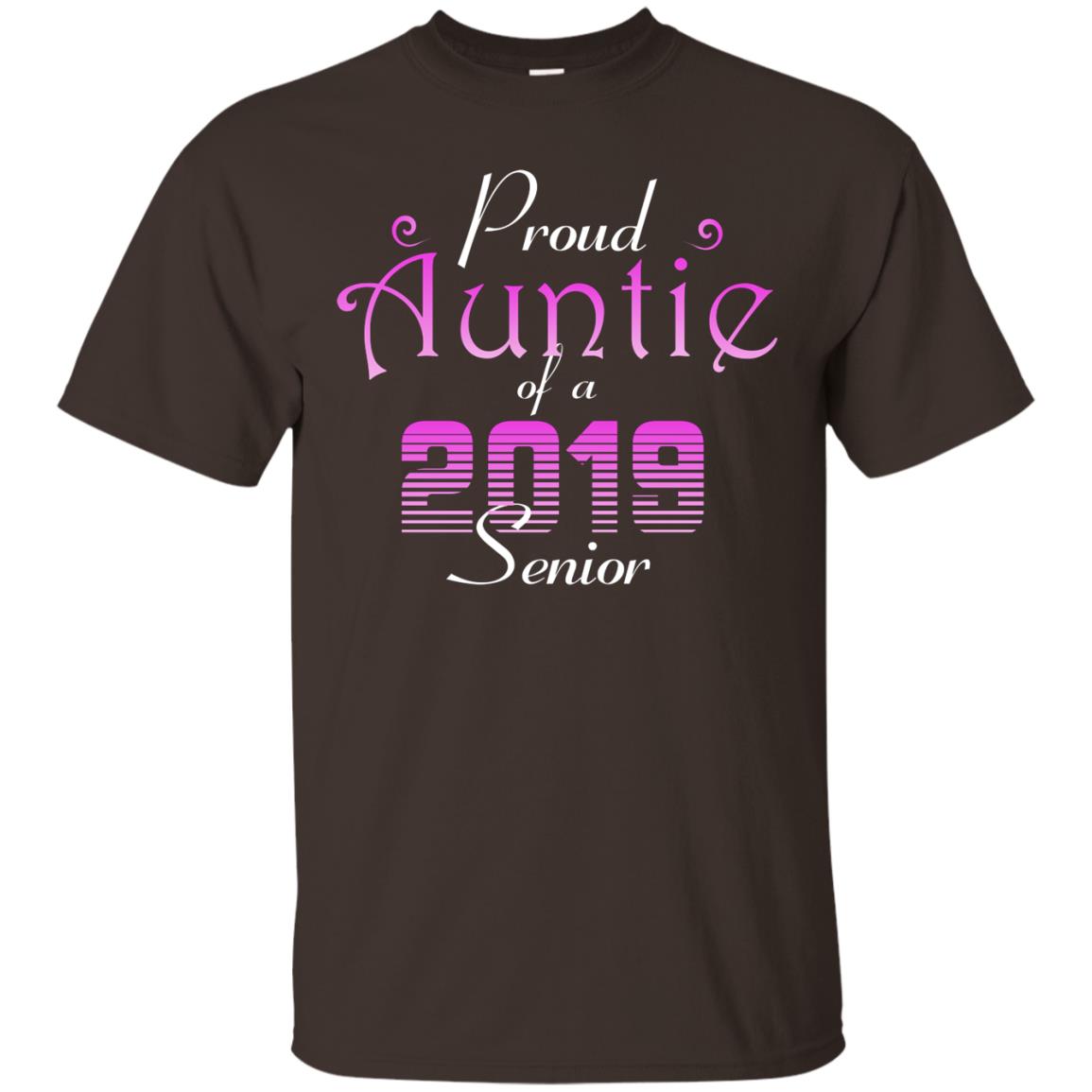 Proud Auntie Of 2019 Senior Aunt Shirt Dark Chocolate