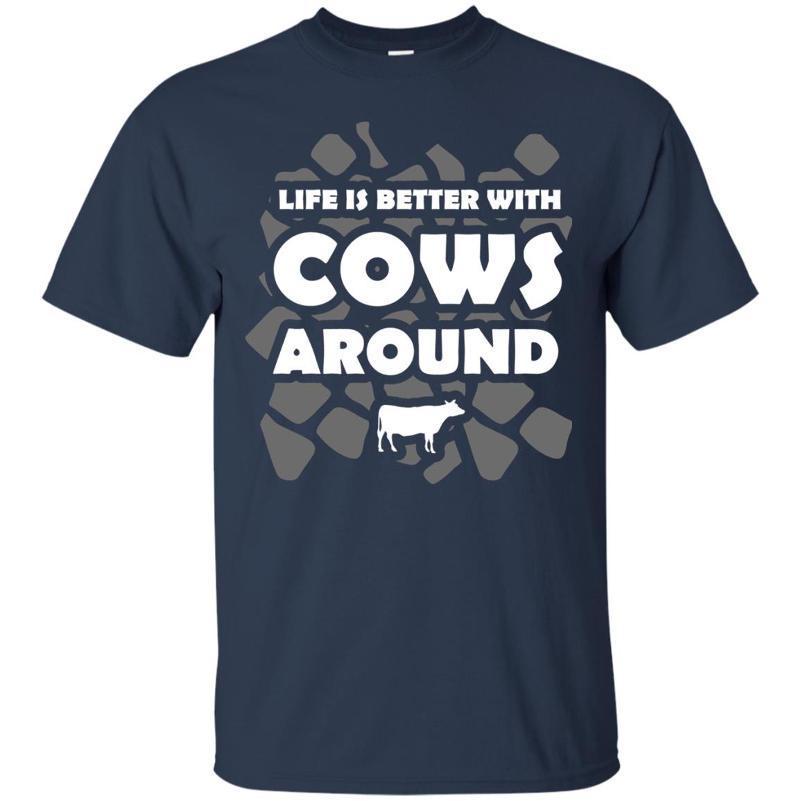 Life Is Better With Cows Around Cows Lover Shirt Navy
