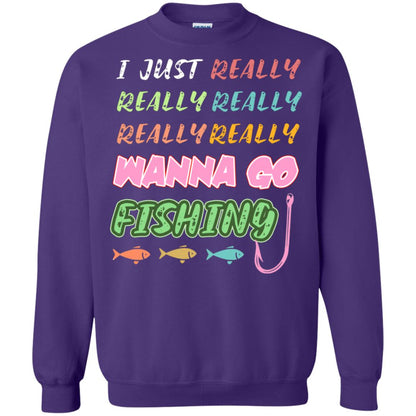 I Just Really Really Really Wanna Go Fishing Fisherman Gift Shirt Purple