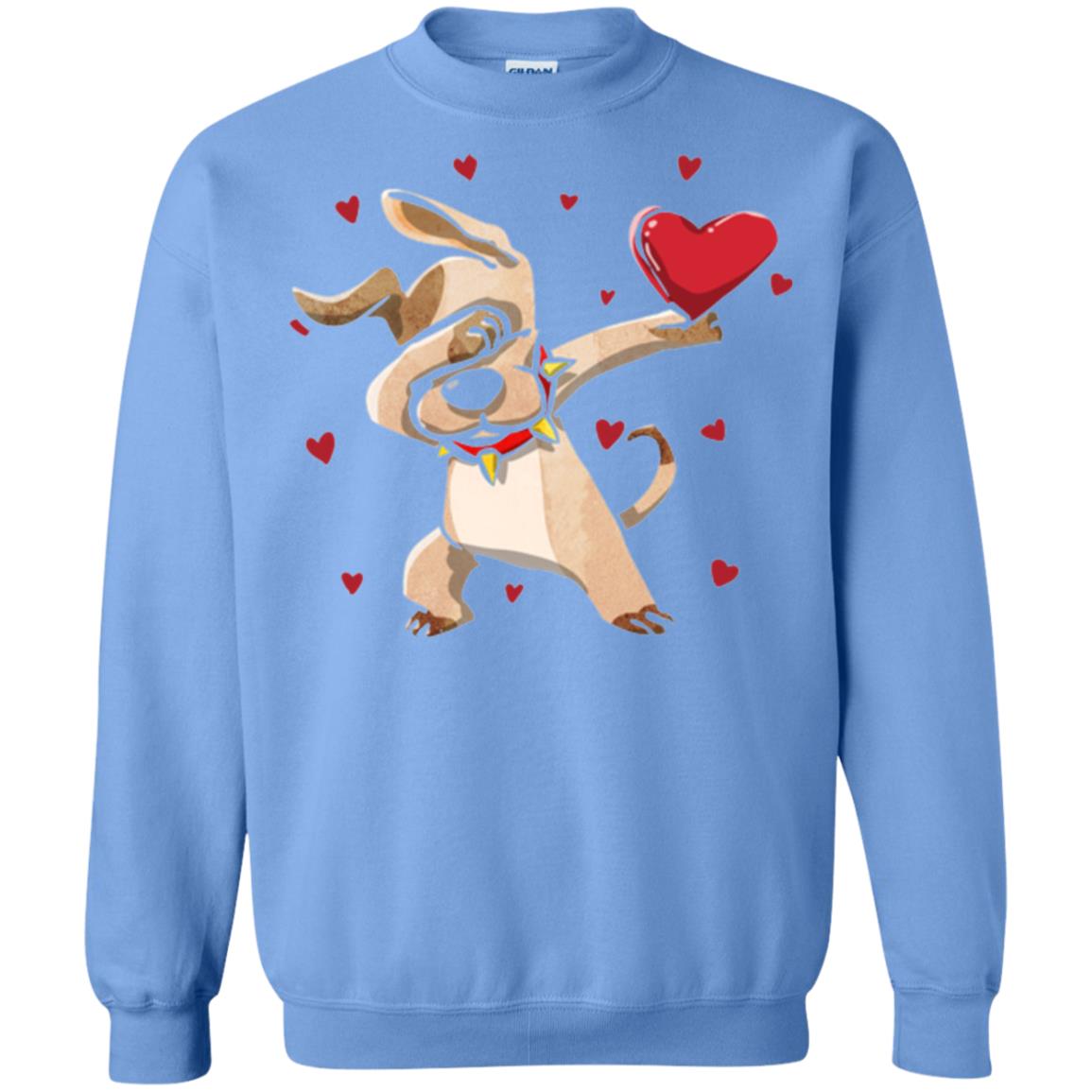 Funny Dabbing Dog Valentine_s Day T-shirt Carolina Blue