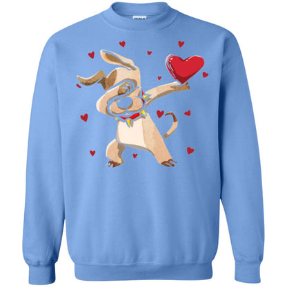 Funny Dabbing Dog Valentine_s Day T-shirt Carolina Blue